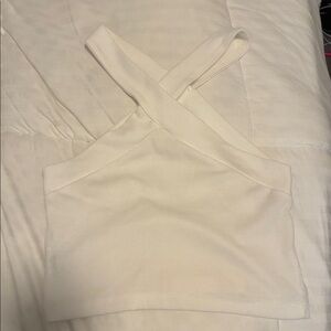 White Cross-Back Crop Top
